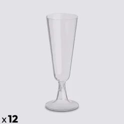 Lot de 12 flûtes à champagne, plastique