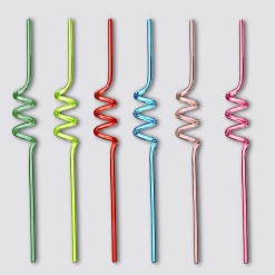 Lot de 6 pailles colorées