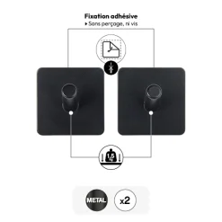 Lot de 2 patères adhésives 1 tête