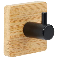 Lot de 2 patères adhésives 1 tête métal et bambou