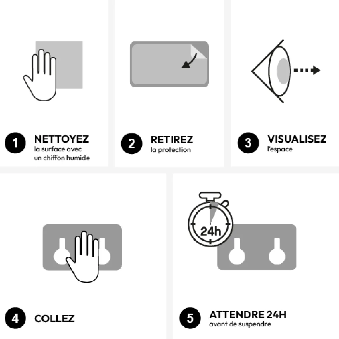 Lot de 4 patères adhésives 1 tête