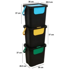 Lot de 3 poubelles, Manuel, 24 l, Plusieurs coloris