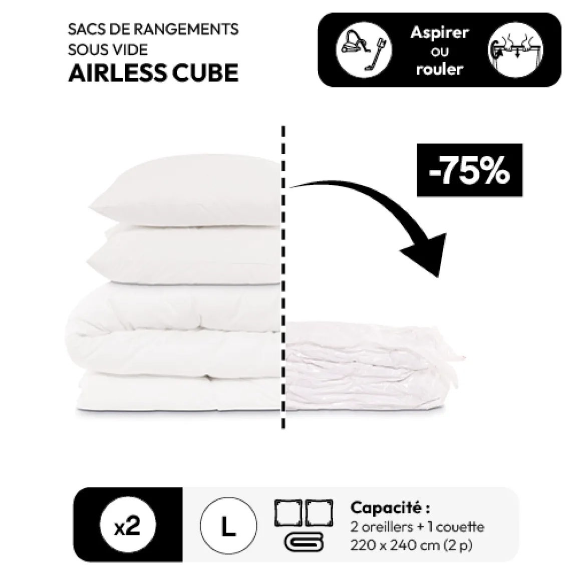 Lot de 2 sacs compresseurs
