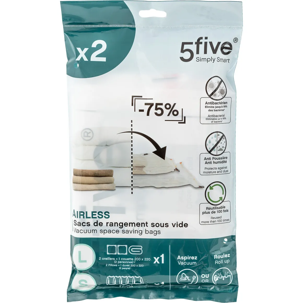 Lot de 2 sacs compresseurs