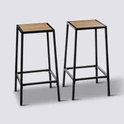 Lot de 2 tabourets bar, Effet chêne naturel