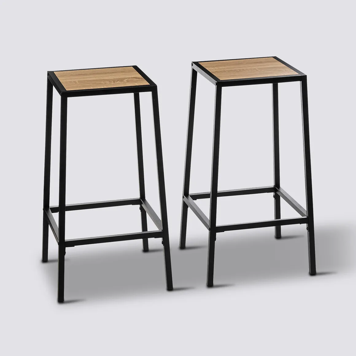Lot de 2 tabourets bar, Effet chêne naturel