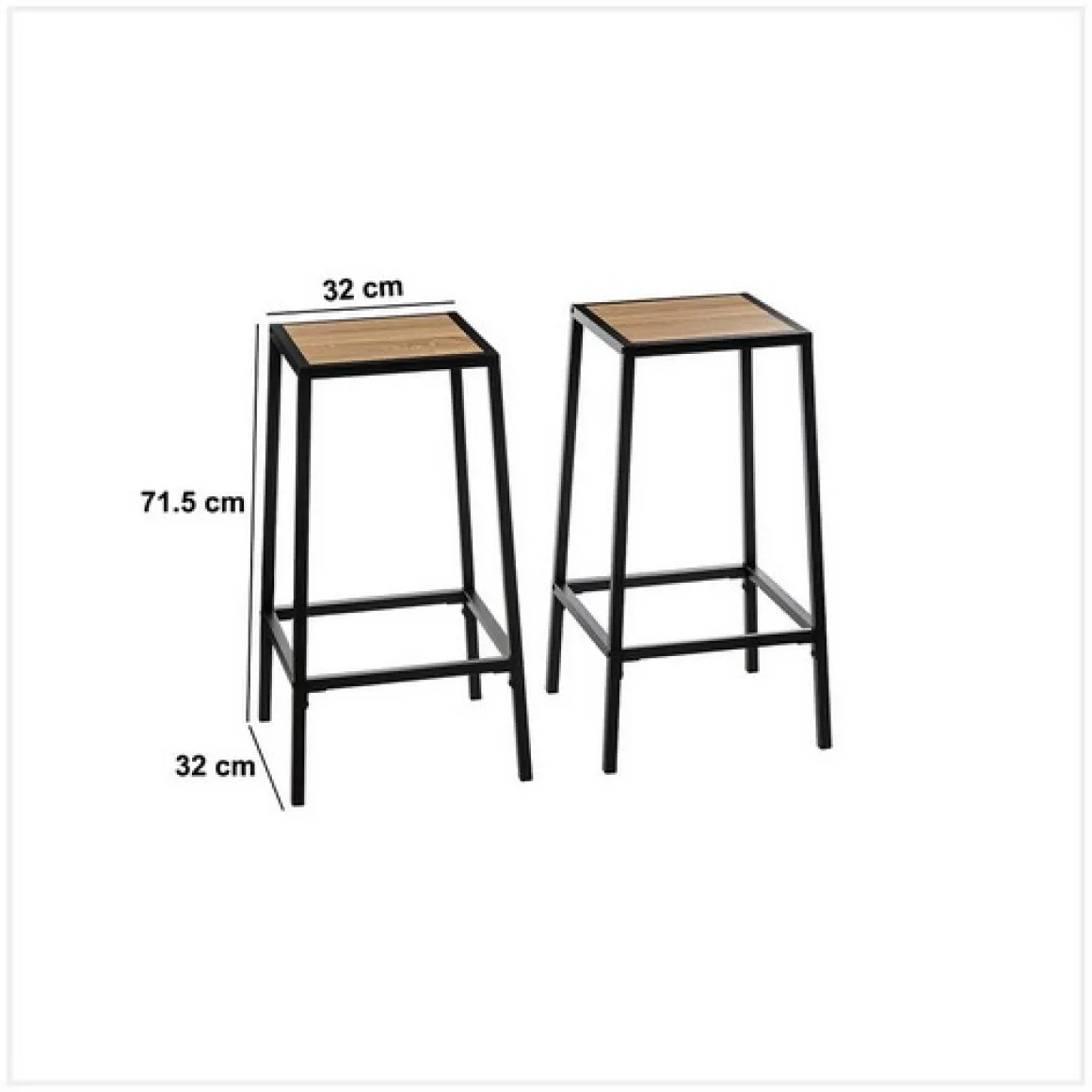 Lot de 2 tabourets bar, Effet chêne naturel