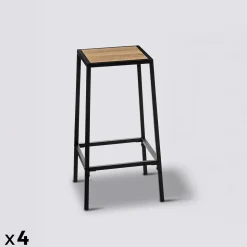 Lot de 4 tabourets bar, Effet chêne naturel
