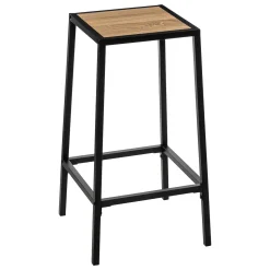 Lot de 4 tabourets bar, Effet chêne naturel