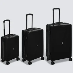 Lot de 3 valises 8 roues, H.77/67/55 cm, Noir