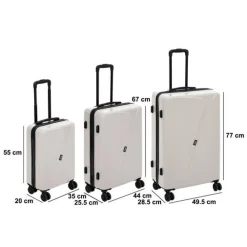 Lot de 3 valises 8 roues, H.77/67/55 cm, Argile
