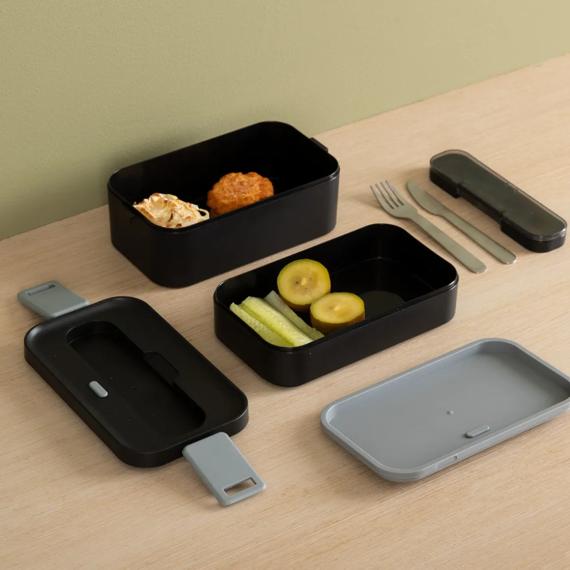 Lunch box double compartiments avec couverts