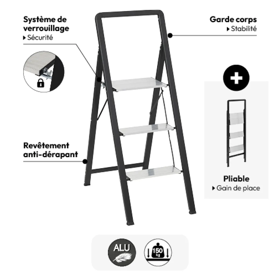 Marchepied aluminium 3 marches