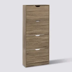 Meuble à chaussures 4 tiroirs, Effet chêne naturel