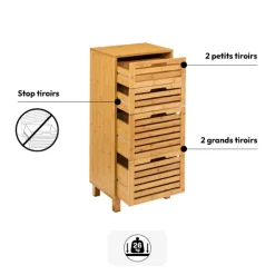 Meuble 4 tiroirs, Bambou