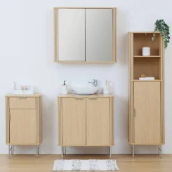 Meuble de salle de bain, l.80 cm, Beige