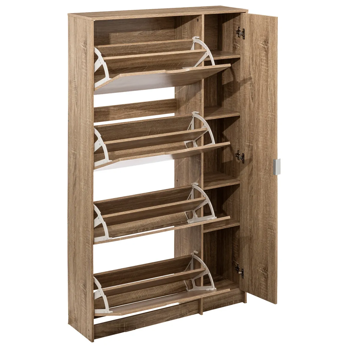 Meuble range-chaussures x21 miroir, Effet chêne