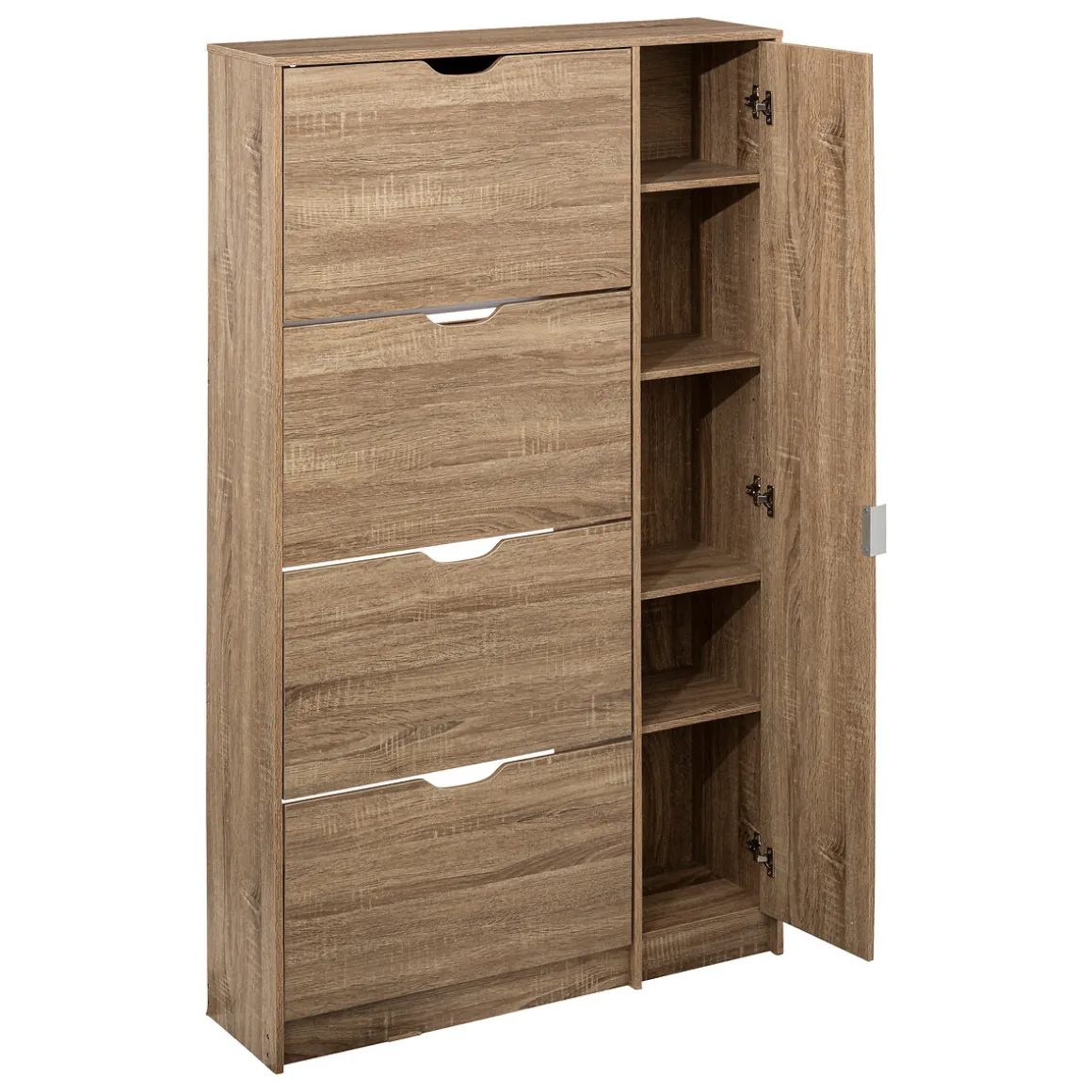 Meuble range-chaussures x21 miroir, Effet chêne