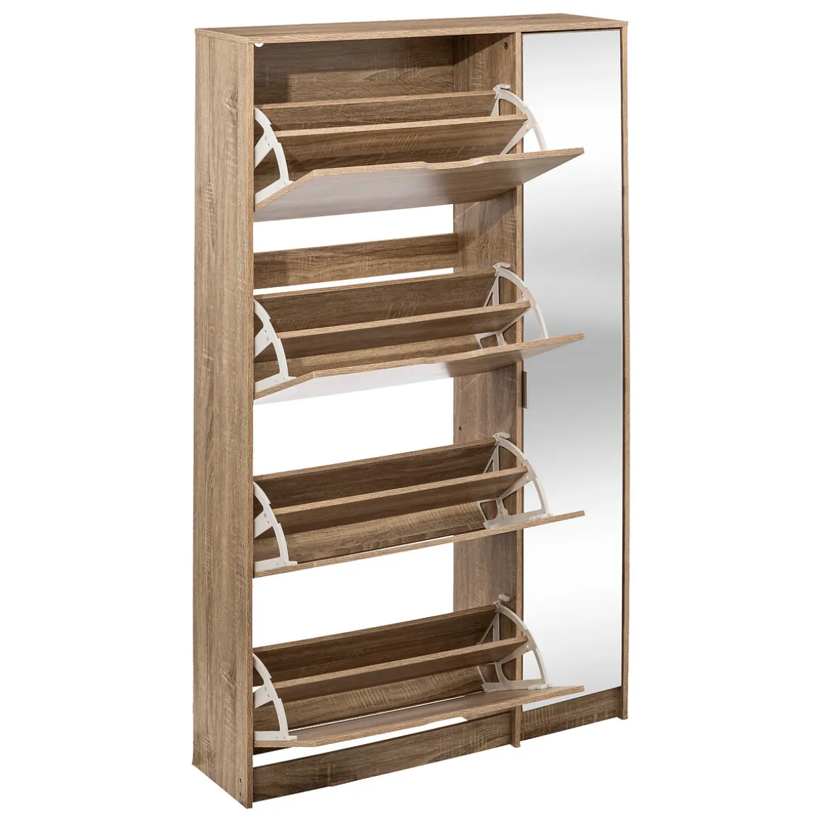 Meuble range-chaussures x21 miroir, Effet chêne