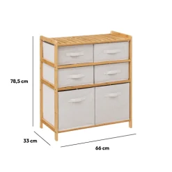 Meuble étagère avec 6 paniers, Bambou