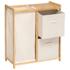 Meuble étagère avec panier et 2 paniers, Bambou