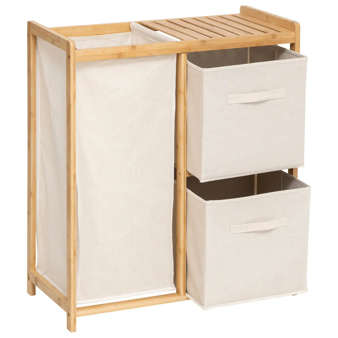 Meuble étagère avec panier et 2 paniers, Bambou