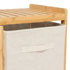 Meuble étagère avec panier et 2 paniers, Bambou