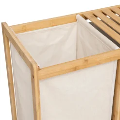 Meuble étagère avec panier et 2 paniers, Bambou