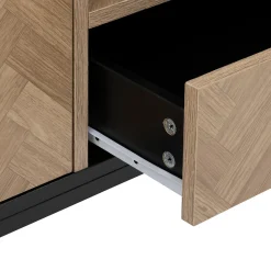 Meuble TV 3 portes sof close, Effet bois et noir