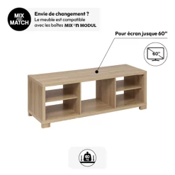 Meuble TV 120x42,5cm, Effet bois
