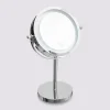 Miroir avec pied à led 19 cm, métal chromé