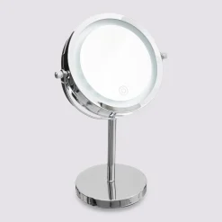 Miroir avec pied à led 19 cm, métal chromé