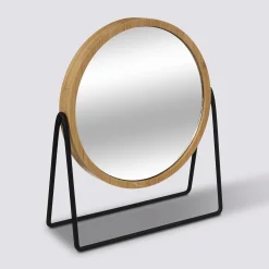 Miroir balancoire avec pieds D22cm, Bambou