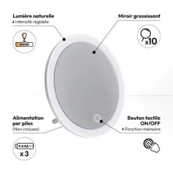 Miroir LED pivotant x10