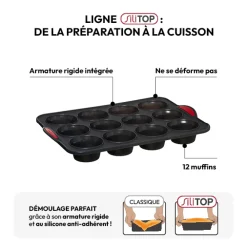 Moule 12 muffins silicone - Noir