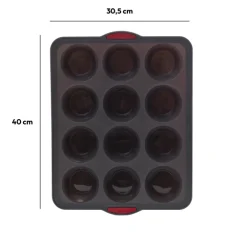 Moule 12 muffins silicone- Noir,rouge