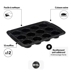 Moule 12 muffins 32x13,5cm, Acier