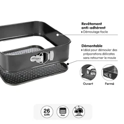Moule carré démontable métal, 26cm