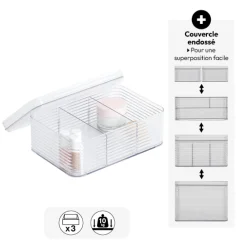 Organisateur 3 compartiments, Transparent
