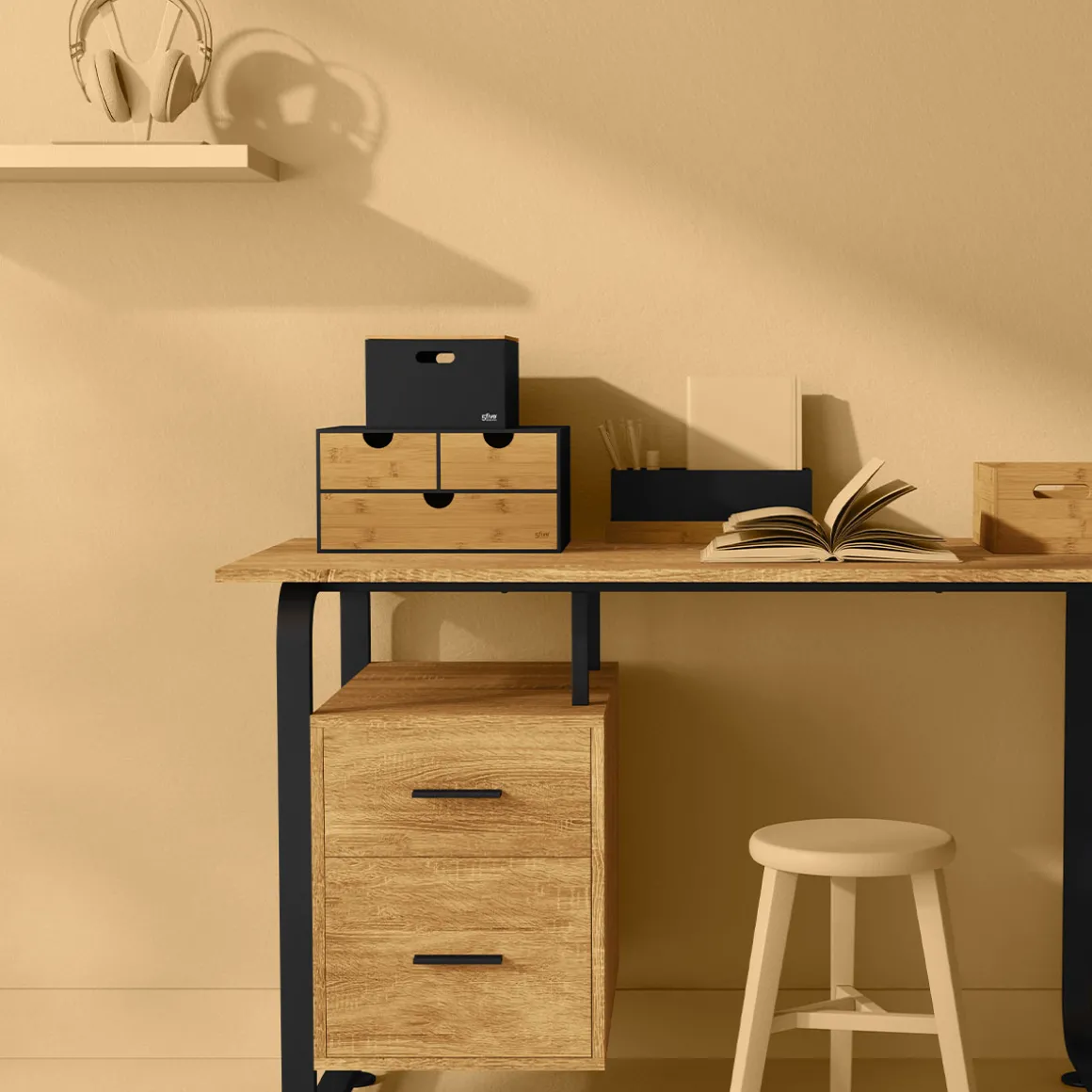 Organiseur amovible bambou, Noir