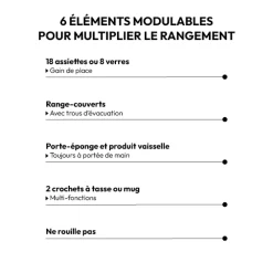 Organiseur d'évier égouttoir en métal, Noir