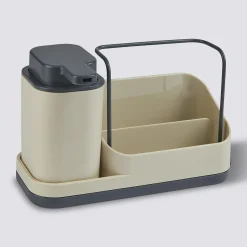 Organiseur évier avec distributeur 300ml, Beige