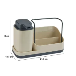 Organiseur évier avec distributeur 300ml, Beige