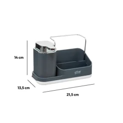 Organiseur évier avec distributeur 300ml, Gris