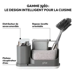 Organiseur évier avec distributeur 300ml, Gris