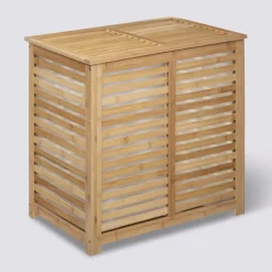 Panier à linge double 50L, Bambou
