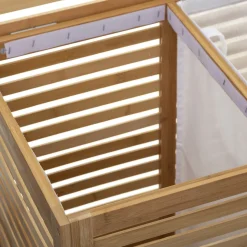 Panier à linge double 50L, Bambou
