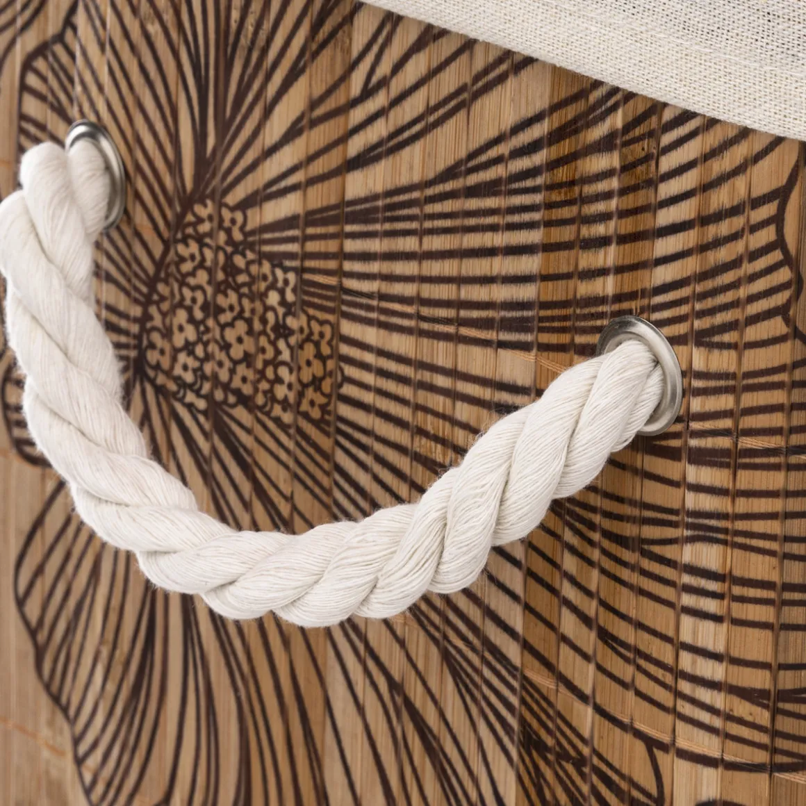 Panier à linge 60L - Bambou, Noir