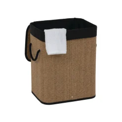 Panier à linge 60L, Bambou et noir