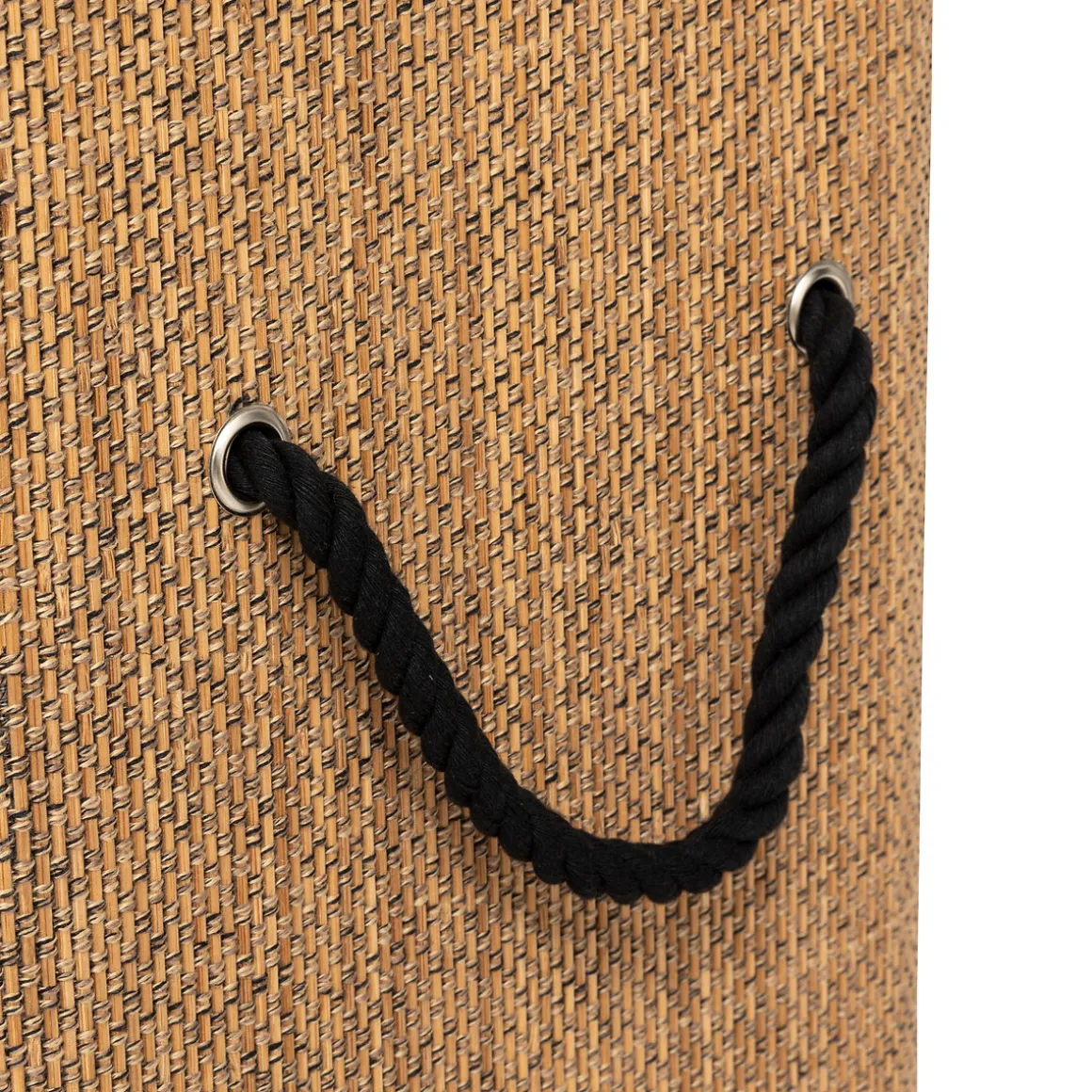 Panier à linge 100L, Bambou et noir